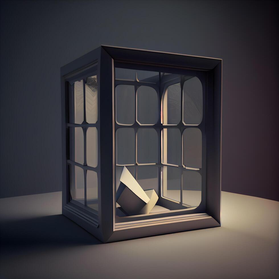 Open window with a blank sheet of paper in it. 3d rendering, Image photo