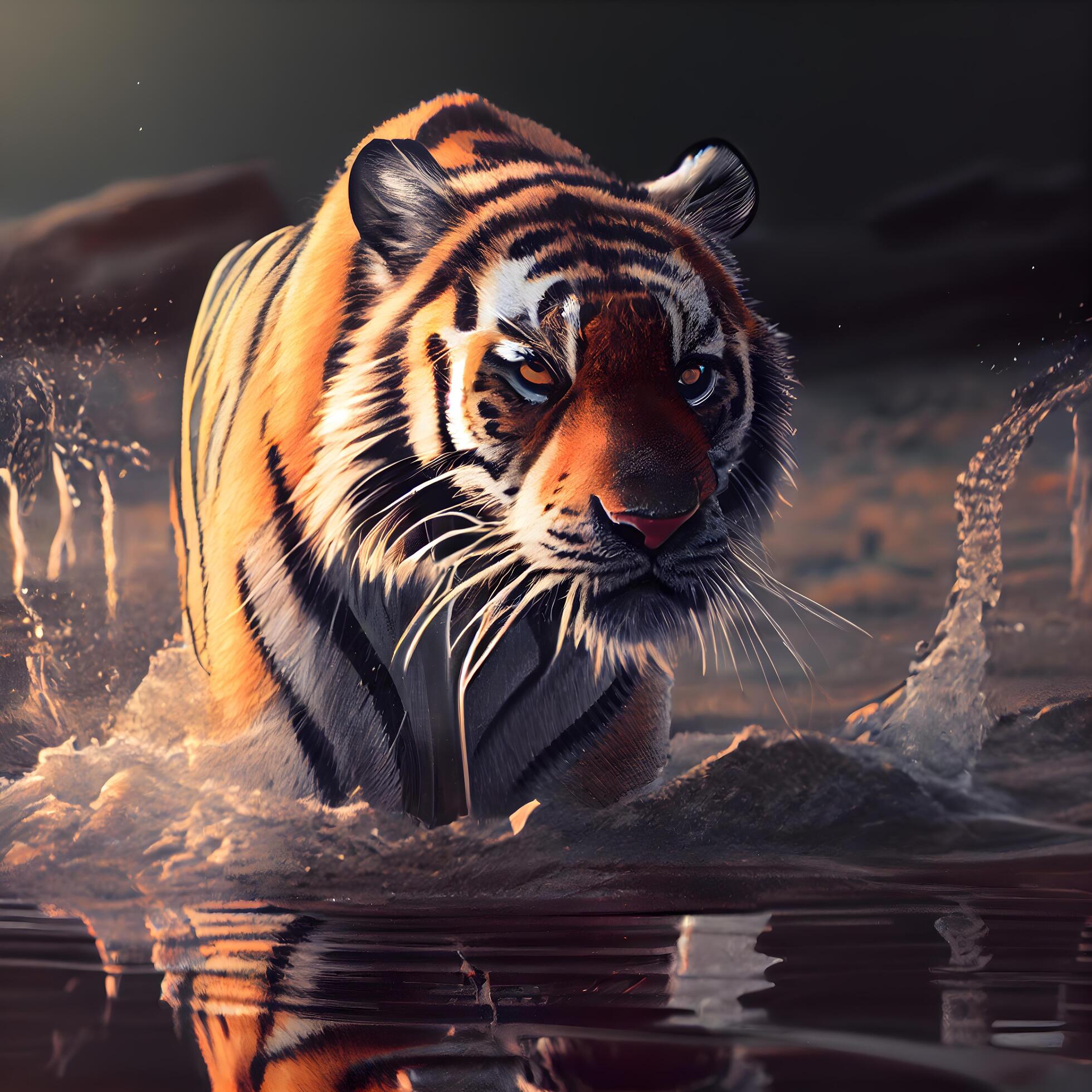 Futuristic portrait of a tiger. 3D Rendering., Ai Generative Image 23184748  Stock Photo at Vecteezy