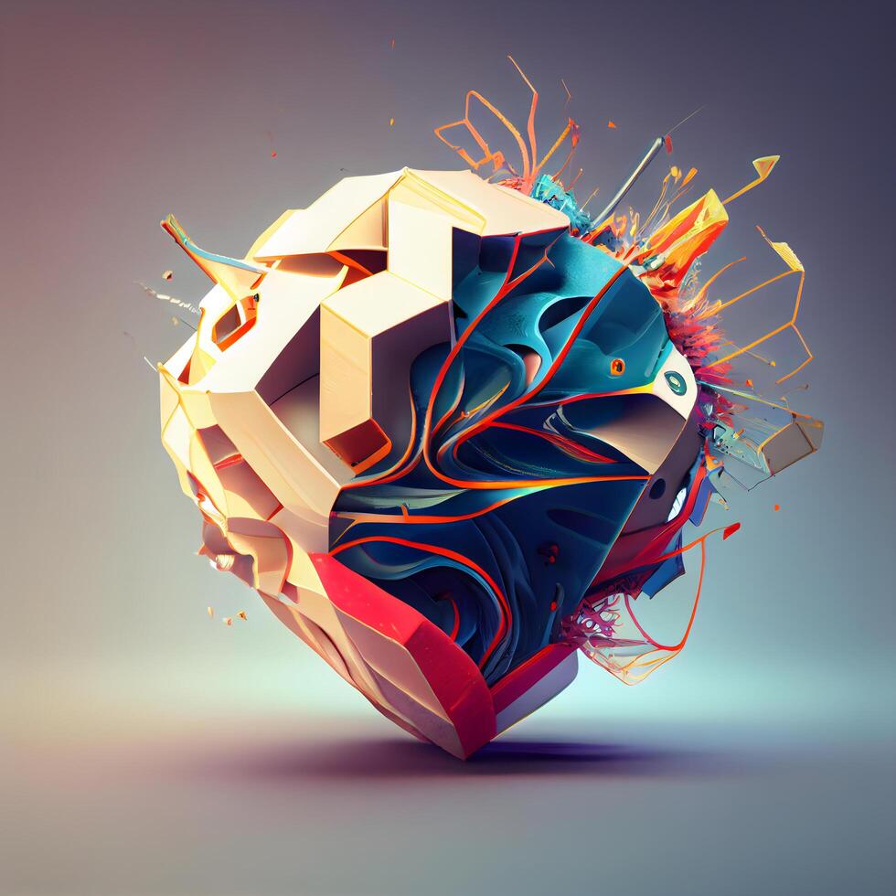3d render of abstract geometric shape. 3d illustration with copy space, Image photo