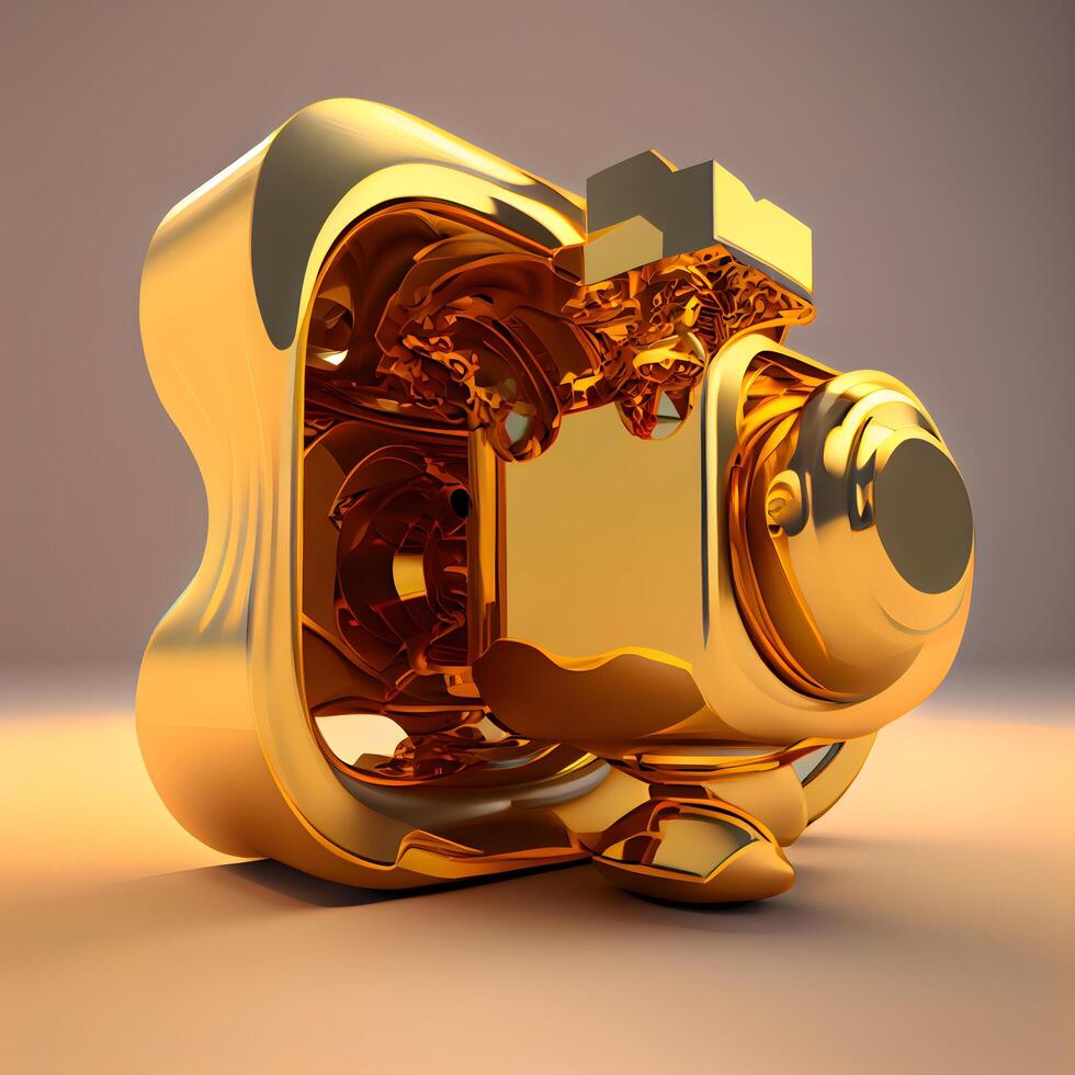 3d illustration of a golden lantern in the shape of a crown, Image photo
