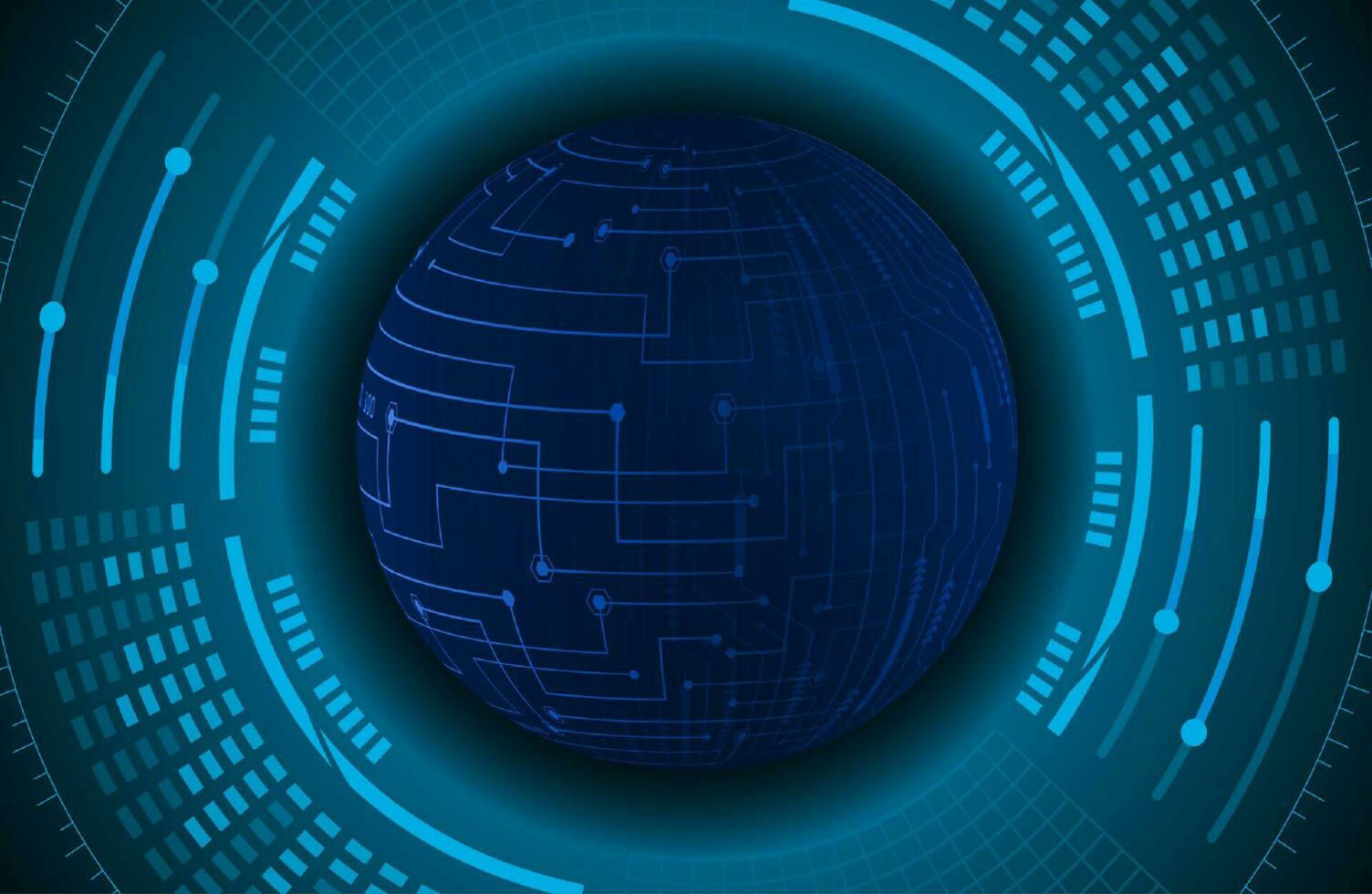 Modern Holographic Globe on Technology Background vector