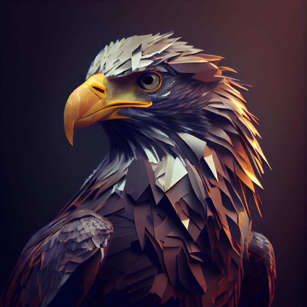 3d rendering of an eagle head on a dark background. 3d illustration., Image photo