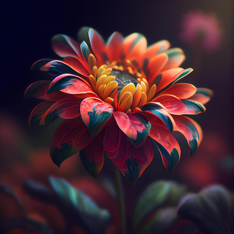 Beautiful red chrysanthemum on a dark background., Image photo