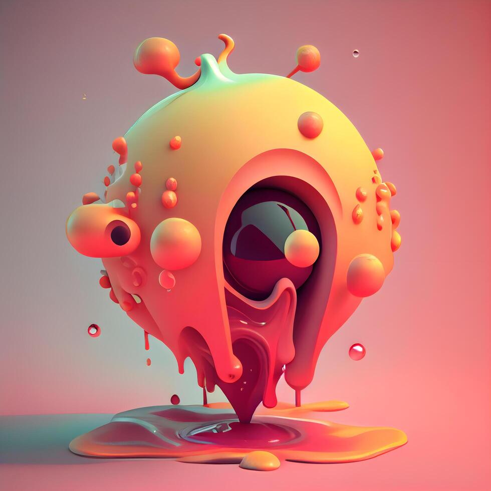 3d ilustración de un amarillo monstruo con sangre goteo desde sus boca, ai generativo imagen foto