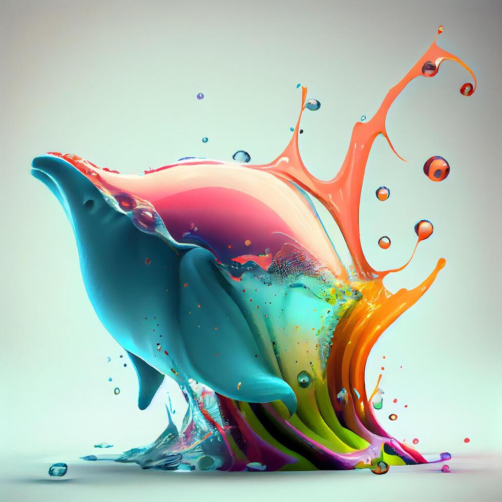 Colorful paint splashes isolated on white background. 3d rendering, Image photo