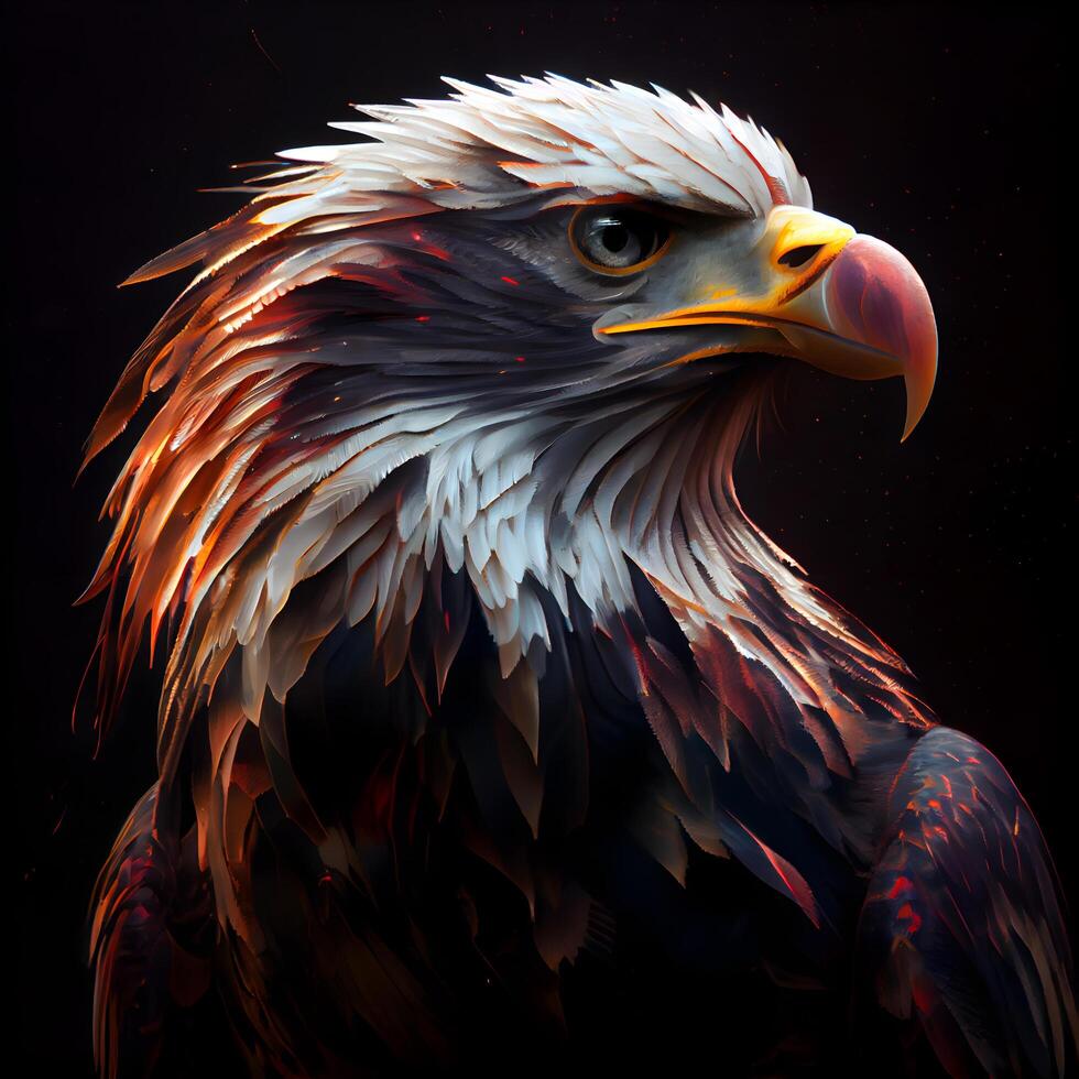 eagle portrait on a black background. 3d render illustration., Image photo