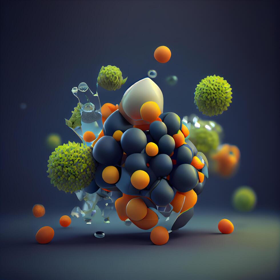 3d render, abstract background with spheres and balls. illustration, Image photo