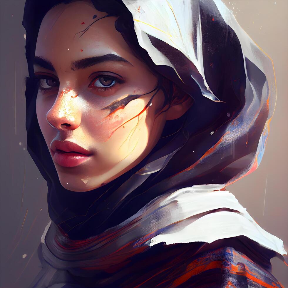 Portrait of a beautiful muslim woman. 3d rendering., Image photo