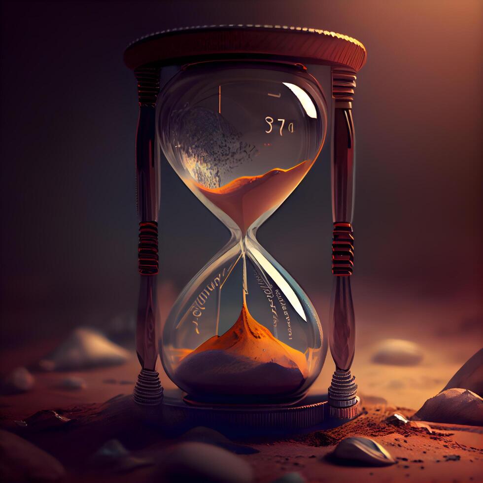 Hourglass with sand. 3d illustration. Time management concept., Image photo