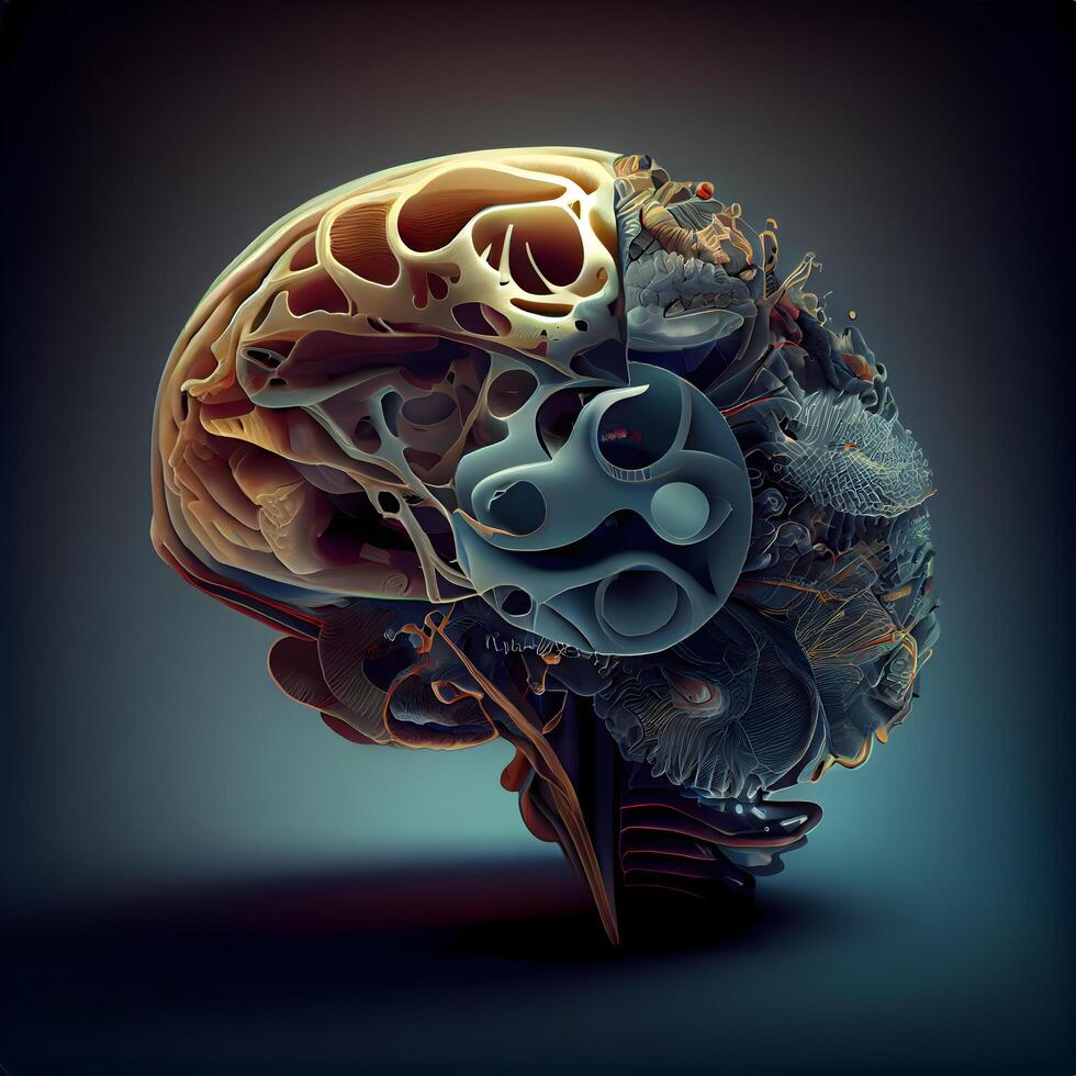 humano cerebro. 3d ilustración. 3d cg. alto resolución., ai generativo imagen foto