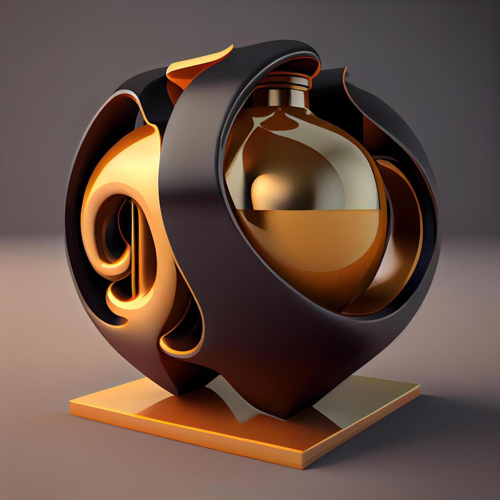 Perfume bottle in a black hole. 3D illustration., Image photo
