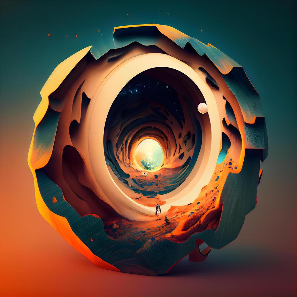 3d illustration of abstract geometric composition,digital art works. 3d rendering., Image photo