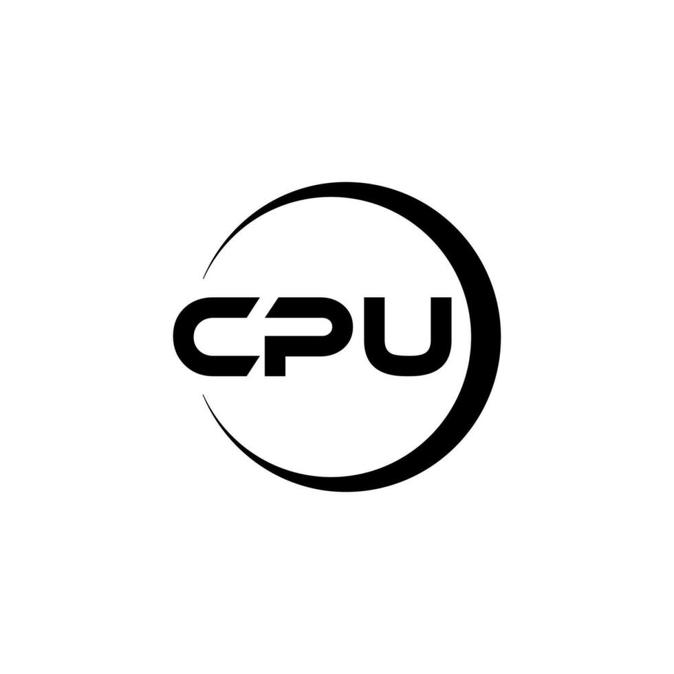 CPU letter logo design in illustration. Vector logo, calligraphy designs for logo, Poster, Invitation, etc.