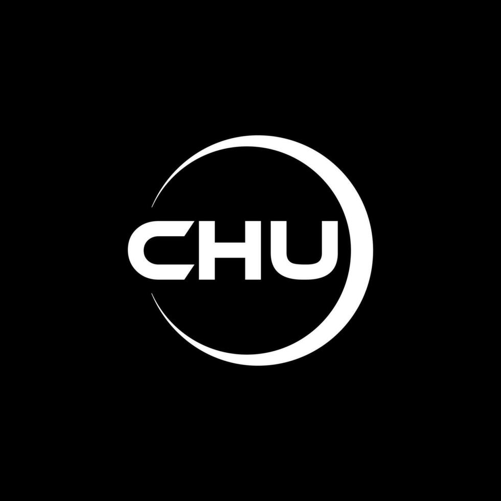 CHU letter logo design in illustration. Vector logo, calligraphy designs for logo, Poster, Invitation, etc.