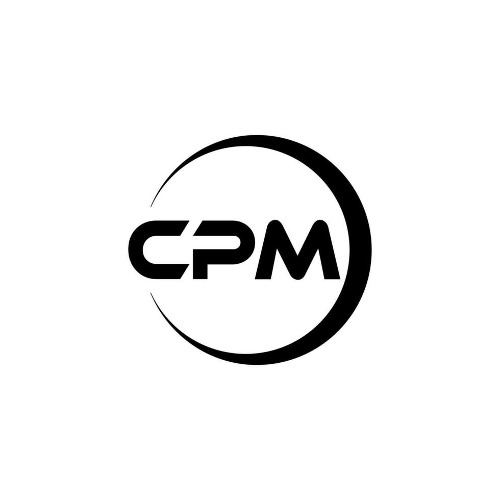 CPM letter logo design in illustration. Vector logo, calligraphy designs for logo, Poster, Invitation, etc.