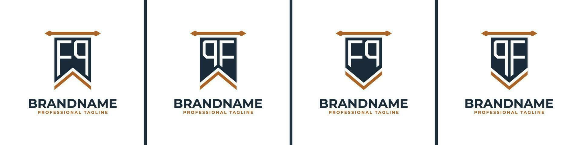 Letter FQ and QF Pennant Flag Logo Set, Represent Victory. Suitable for any business with FQ or QF initials. vector