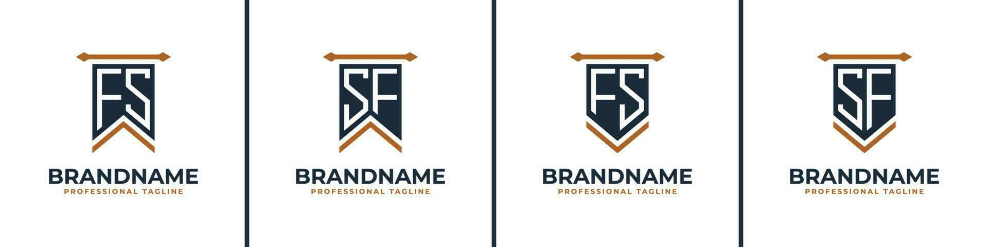 Letter FS and SF Pennant Flag Logo Set, Represent Victory. Suitable for any business with FS or SF initials. vector