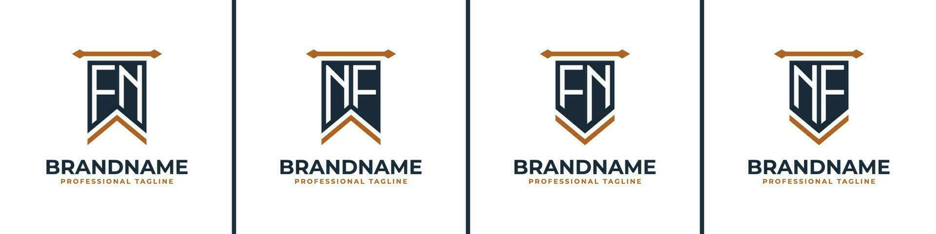 Letter FN and NF Pennant Flag Logo Set, Represent Victory. Suitable for any business with FN or NF initials. vector