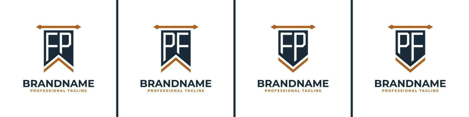 Letter FP and PF Pennant Flag Logo Set, Represent Victory. Suitable for any business with FP or PF initials. vector