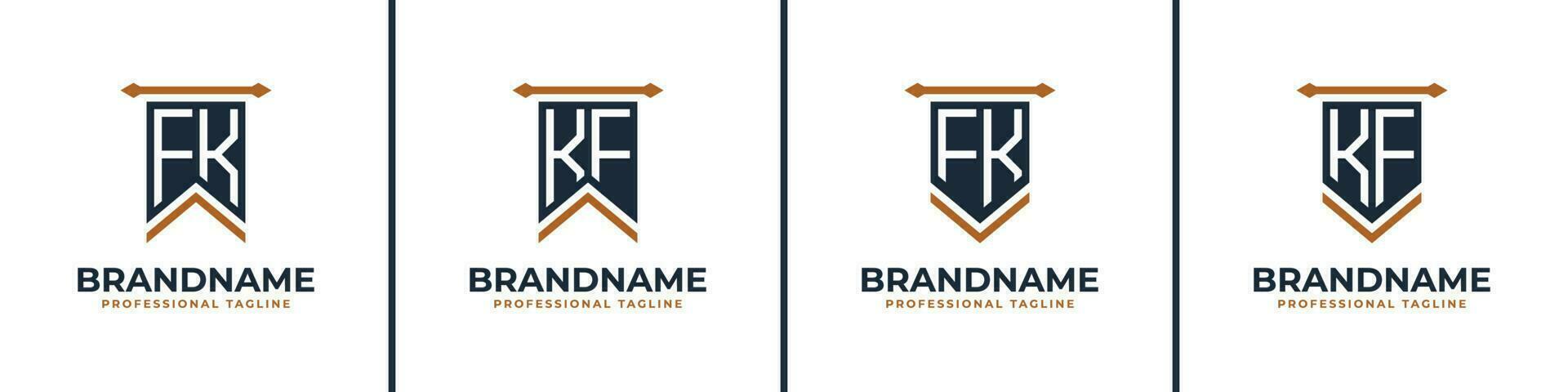 Letter FK and KF Pennant Flag Logo Set, Represent Victory. Suitable for any business with FK or KF initials. vector