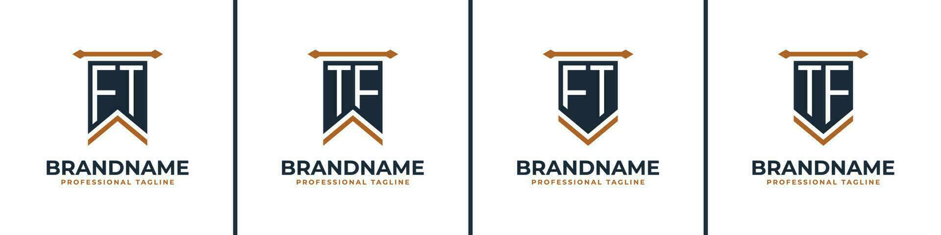 Letter FT and TF Pennant Flag Logo Set, Represent Victory. Suitable for any business with FT or TF initials. vector