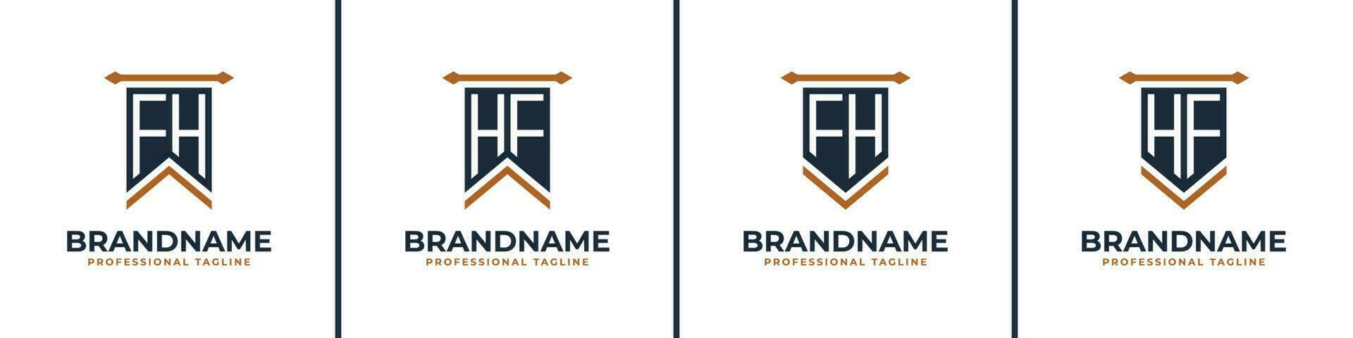 Letter FH and HF Pennant Flag Logo Set, Represent Victory. Suitable for any business with FH or HF initials. vector