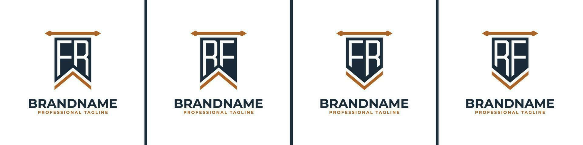 Letter FR and RF Pennant Flag Logo Set, Represent Victory. Suitable for any business with FR or RF initials. vector