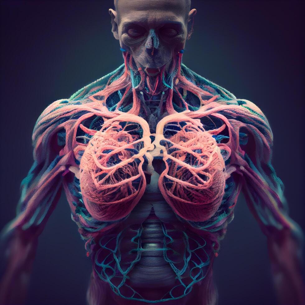 3d rendered illustration of the human heart and circulatory system., Image photo