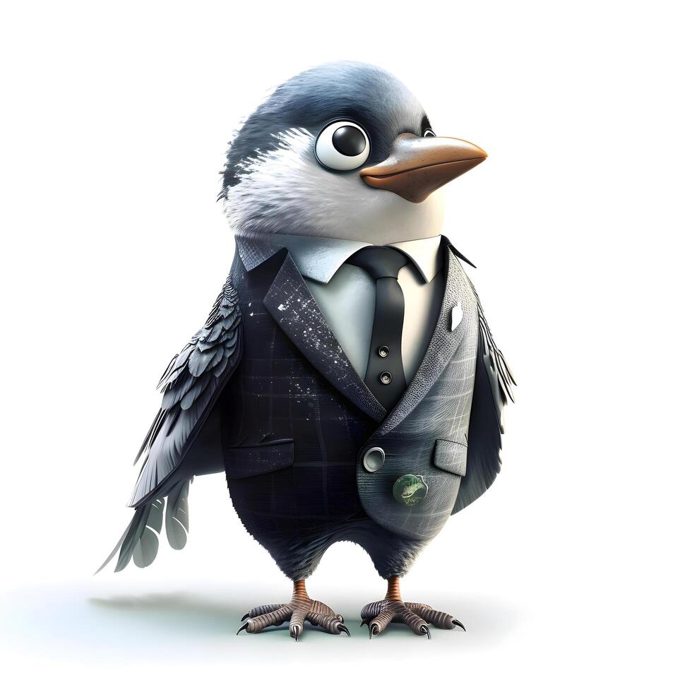 Penguin in a suit and tie isolated on a white background, Image photo