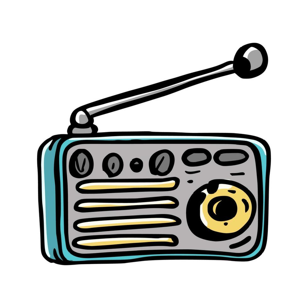 radio doodle cartoon illustration on isolated background vector