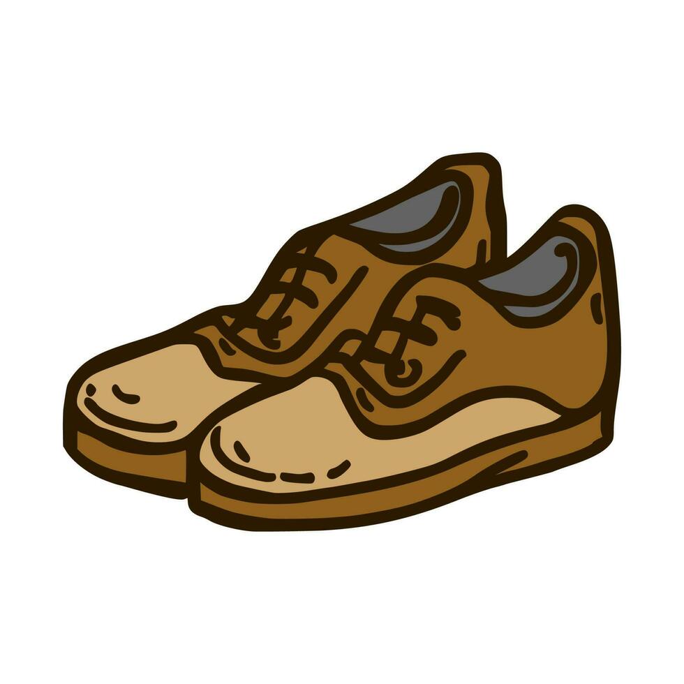doodle illustration of a pair of classic men's shoes on isolated background vector