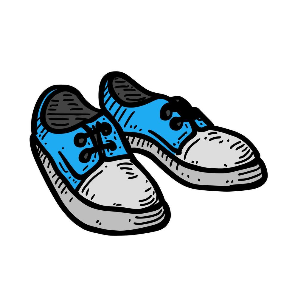 doodle illustration of a pair of sneakers on isolated background vector