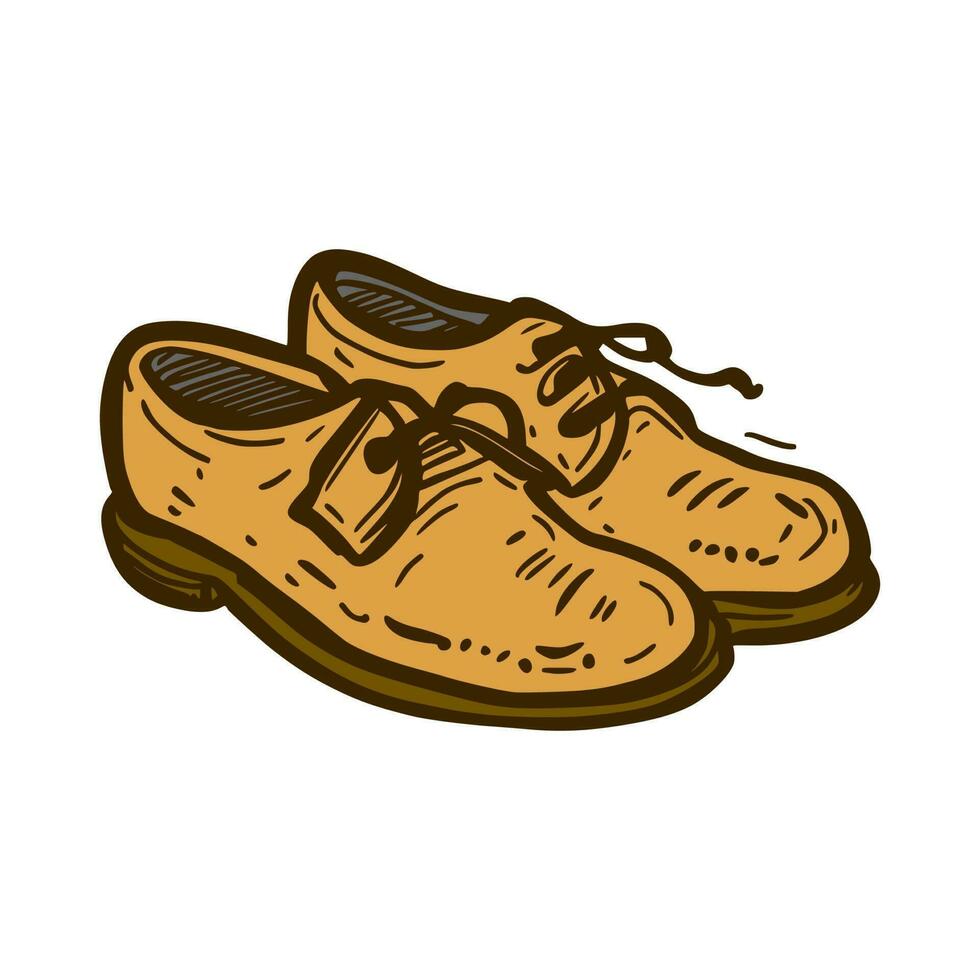 doodle illustration of a pair of classic men's shoes on isolated background vector