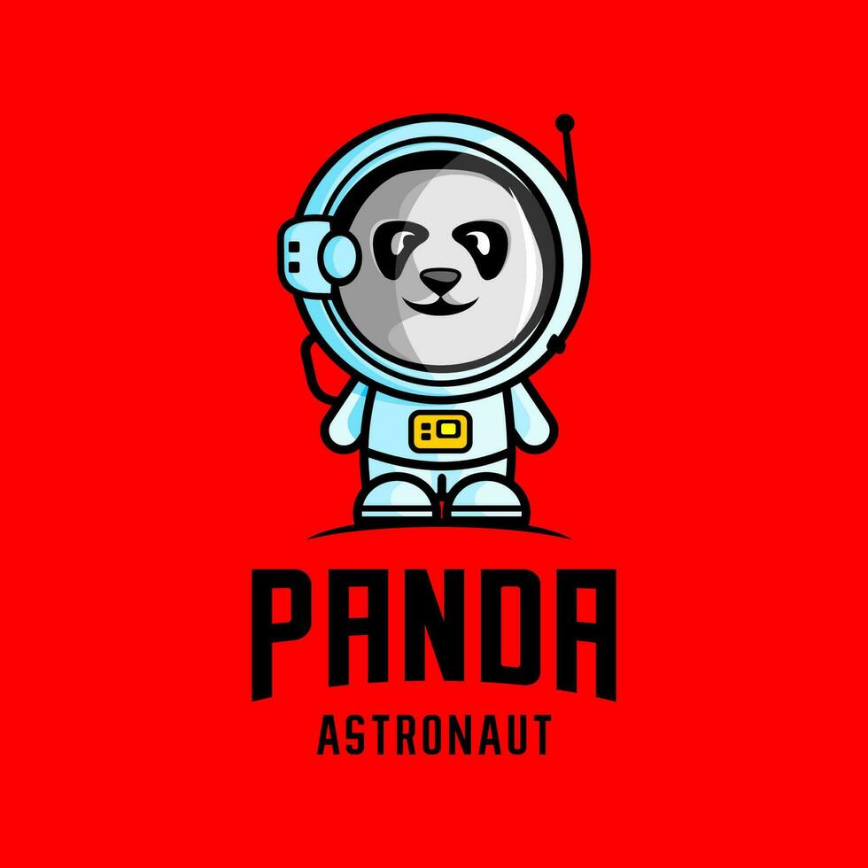 panda astronauta dibujos animados vector