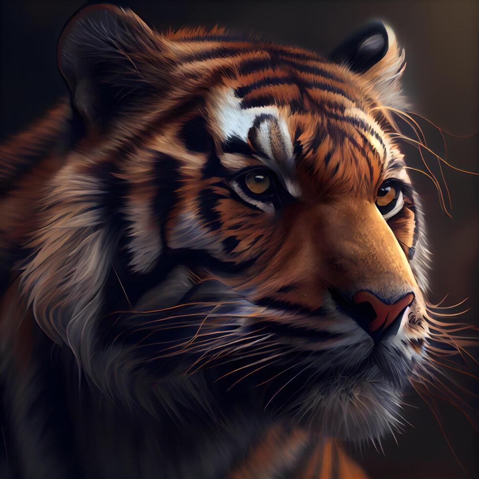 siberian tigre retrato, digital pintura, 3d ilustração., ai generativo  imagem 23604915 Foto de stock no Vecteezy