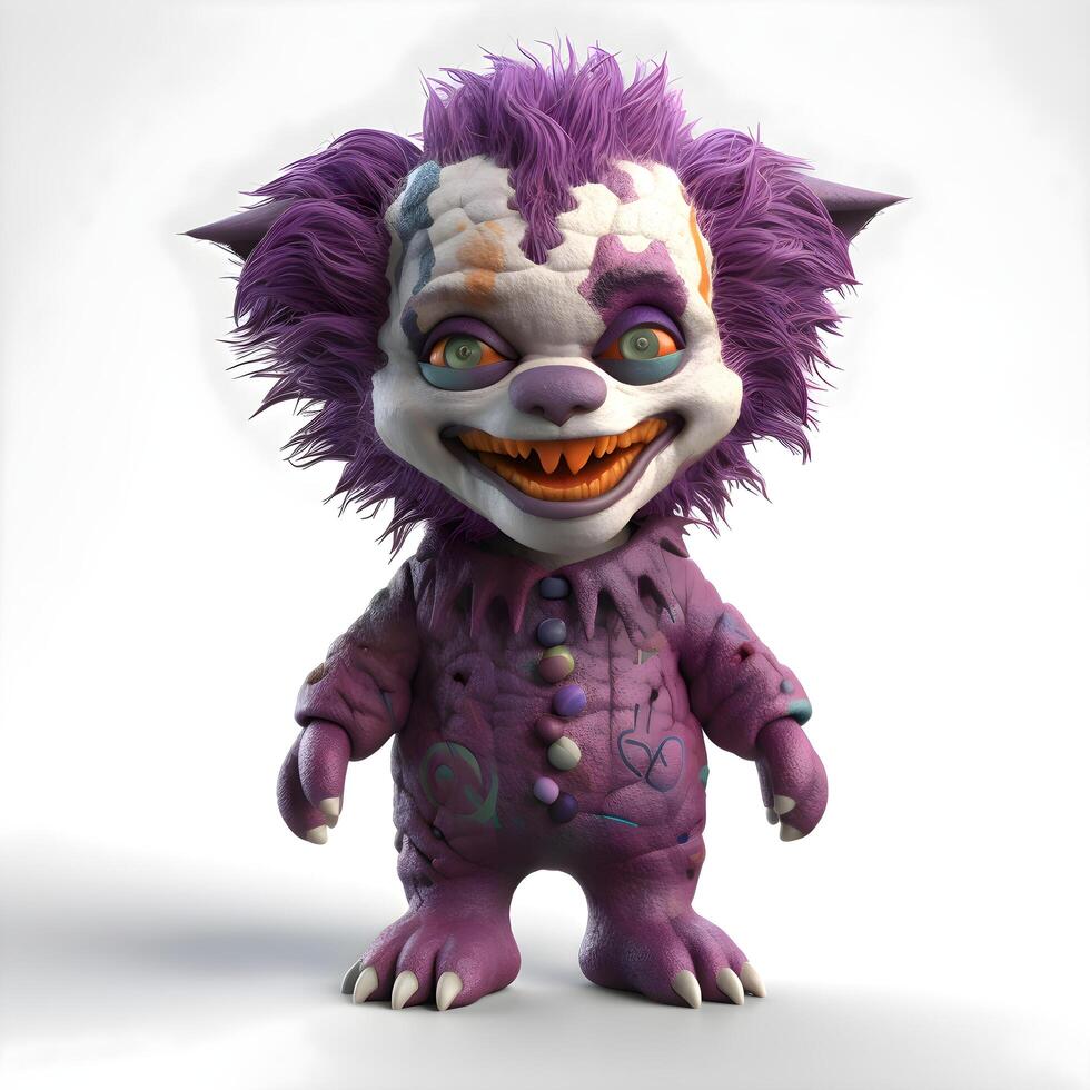 3D rendering of a little monster isolated on white background with clipping path, Image photo