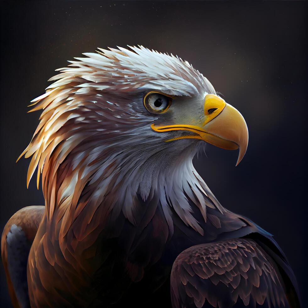 Bald Eagle on a dark background. 3d rendering. Computer digital drawing., Image photo