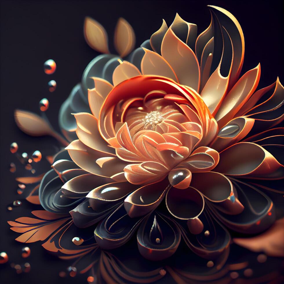 Macro closeup of fractal flower, digital artwork for creative graphic design, Image photo