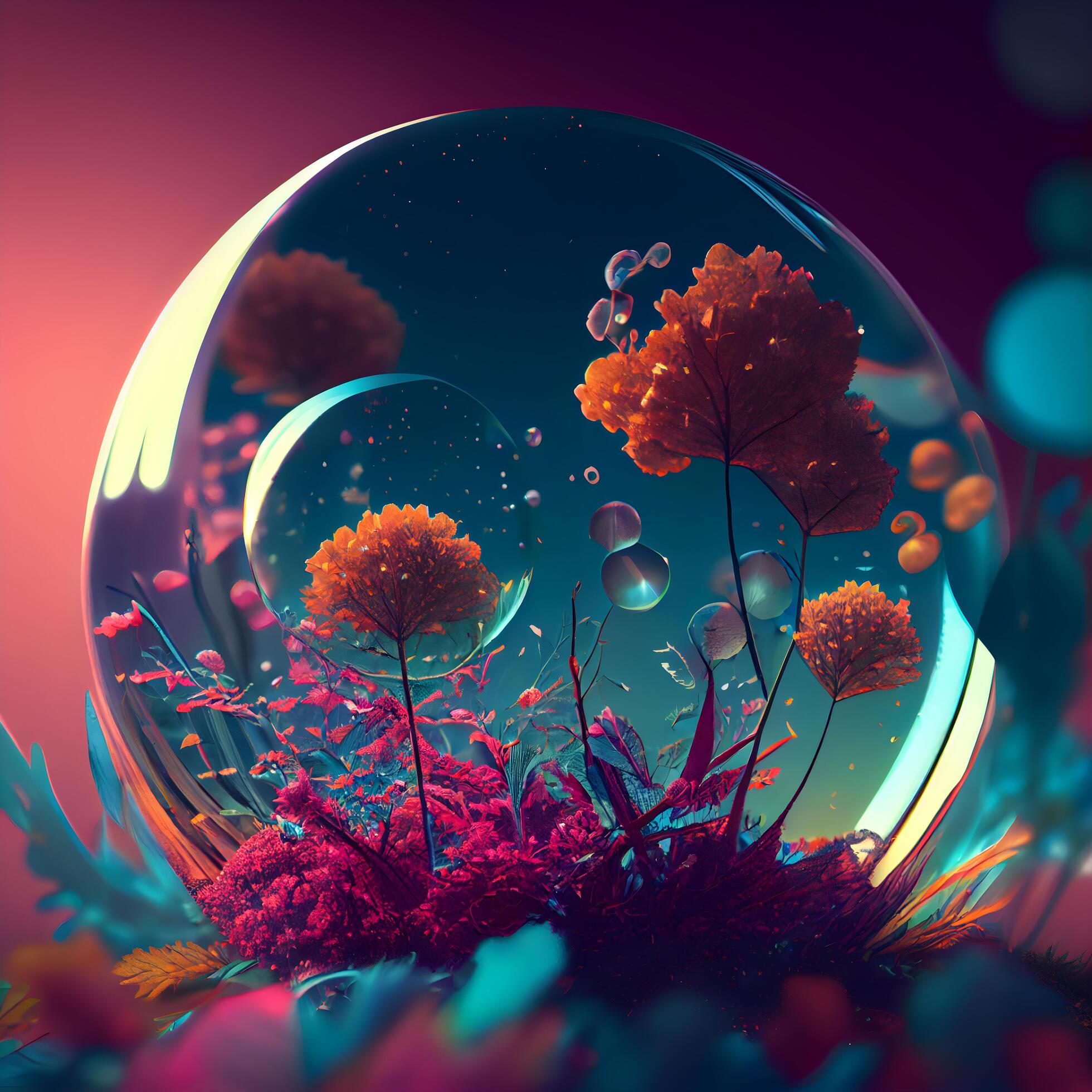 3d illustration of a beautiful crystal ball with flowers and plants inside,  Ai Generative Image 23179428 Stock Photo at Vecteezy