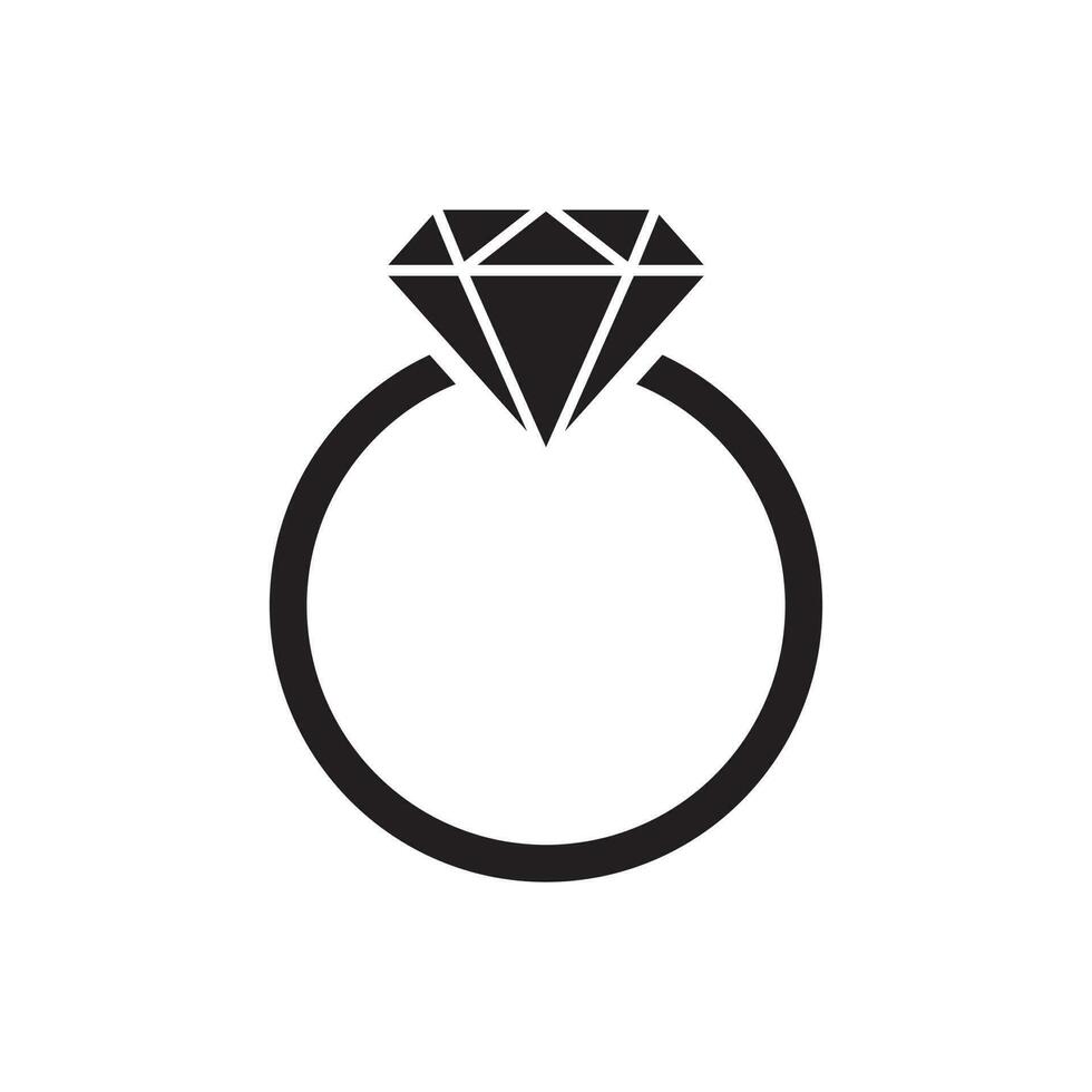 Diamond ring icon vector in flat style