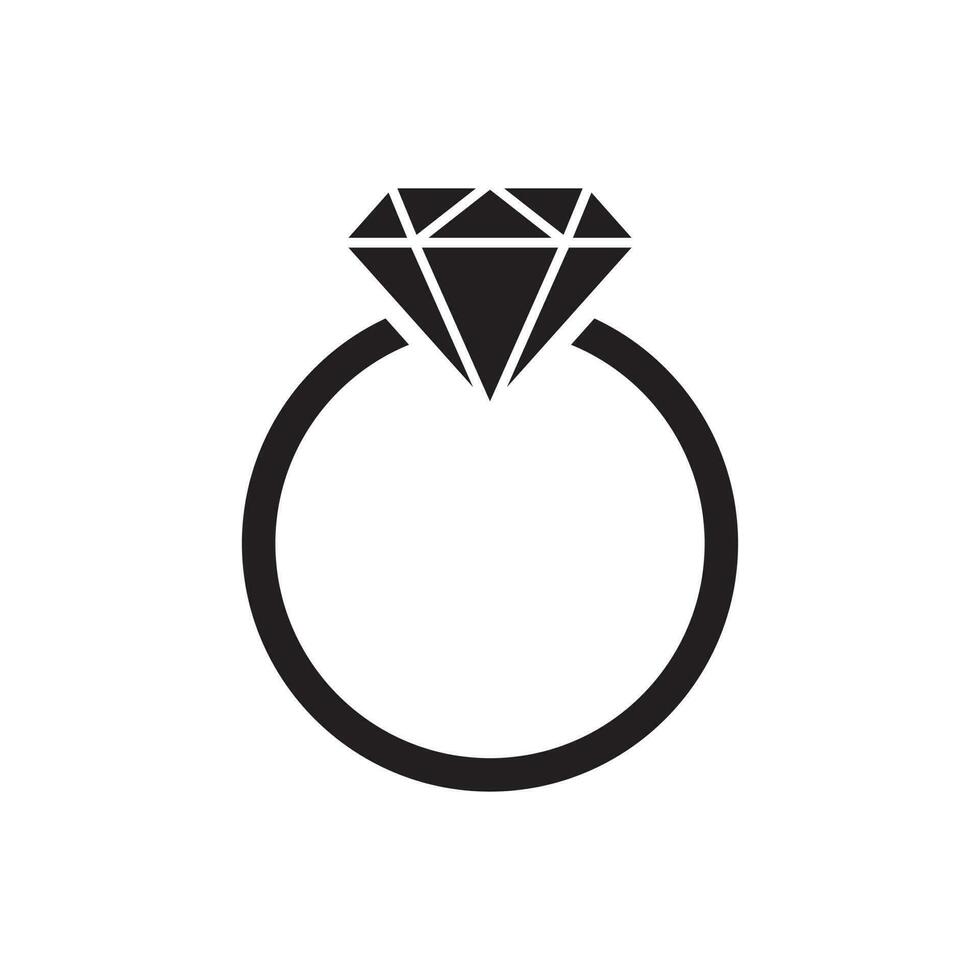 Diamond ring icon vector in flat style