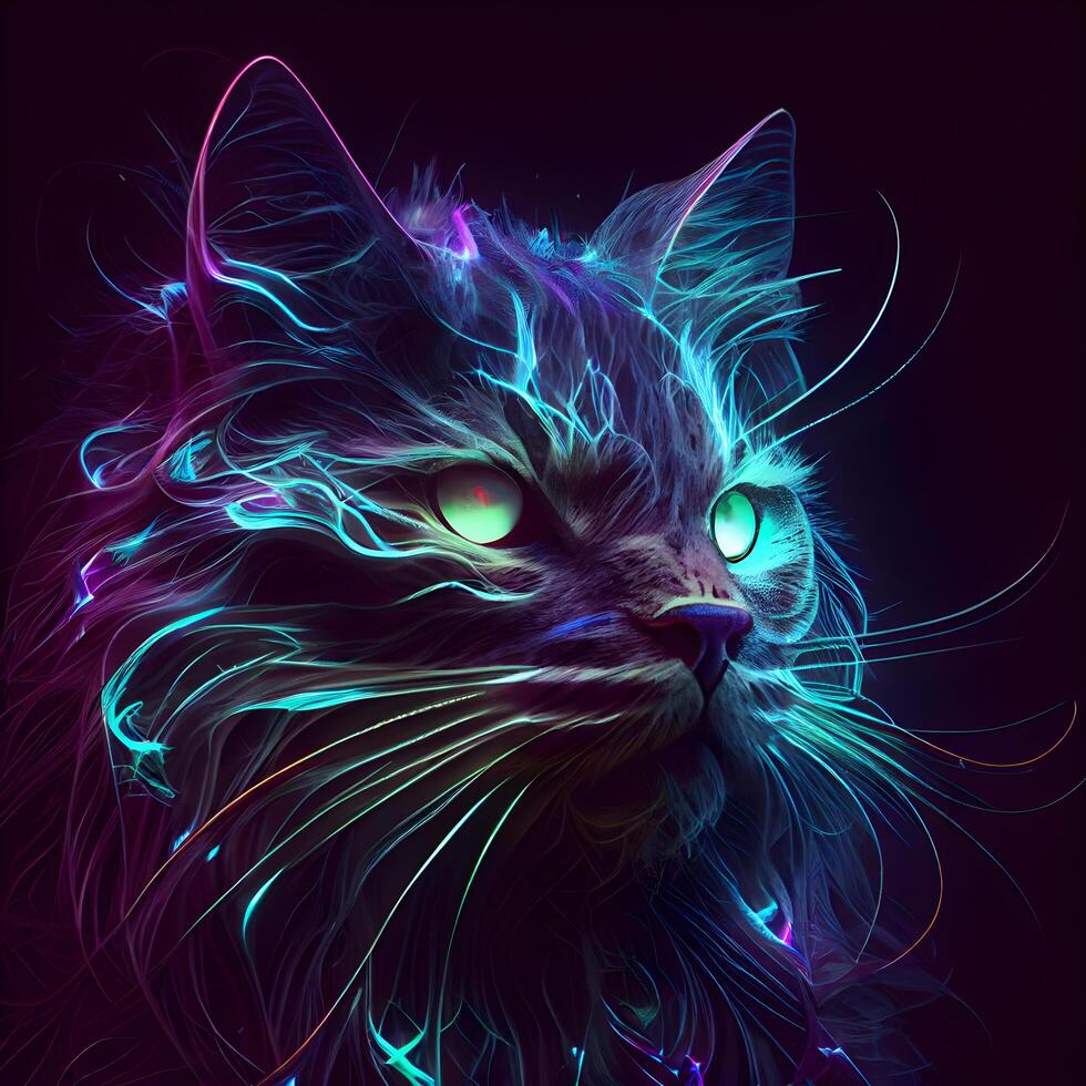 Neon Cat Canvas Painting Poster and Cute Funny Cat HD Printing Wall Art  Picture Living Room Game Room Bedroom Home Decoration - AliExpress