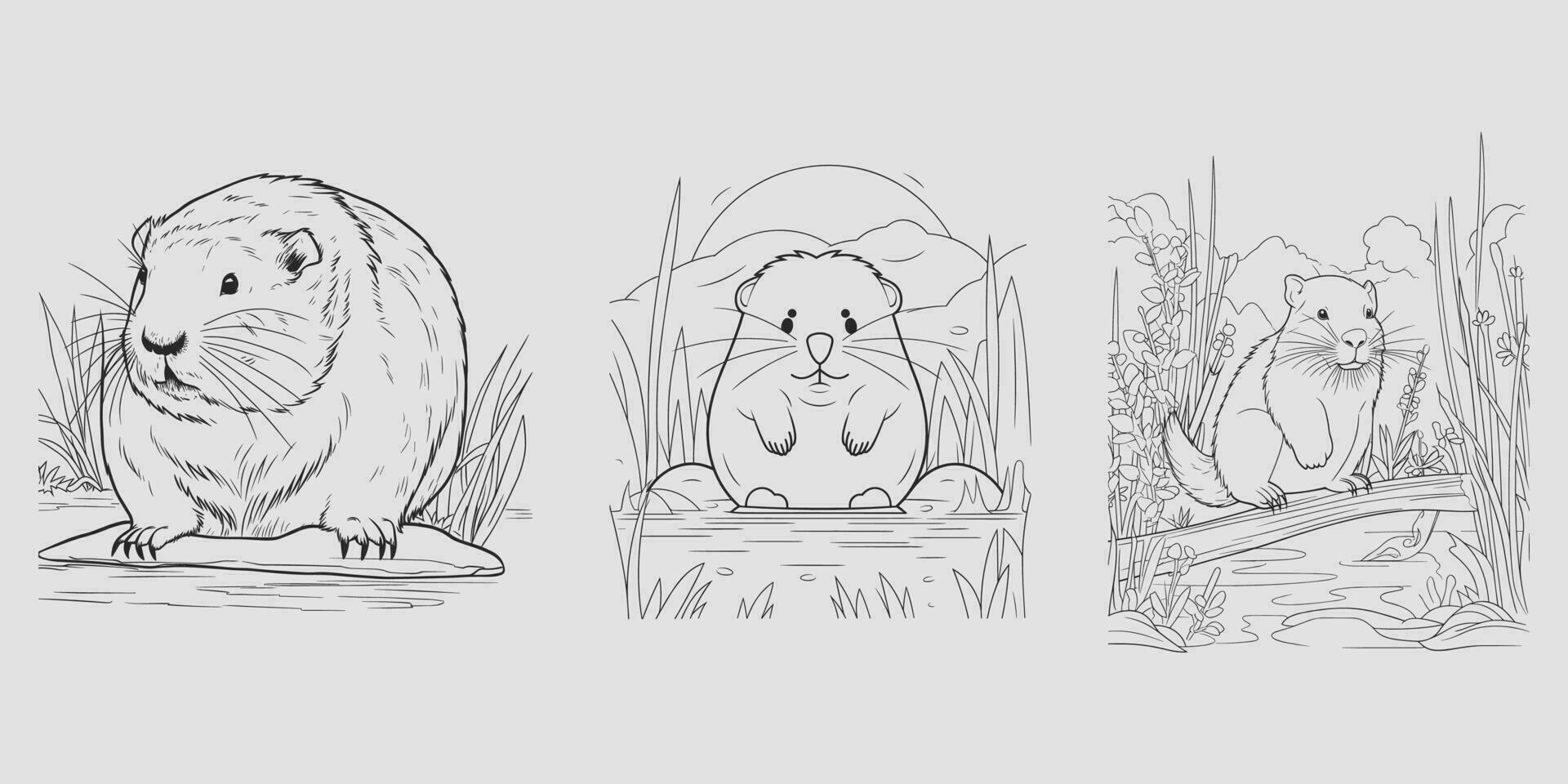 A drawing of a rabbit and a hedgehog vector