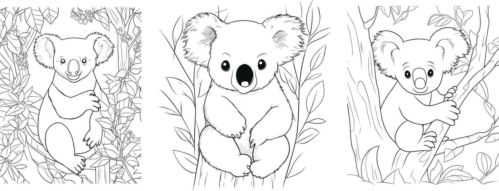 un dibujo de koalas en un árbol vector