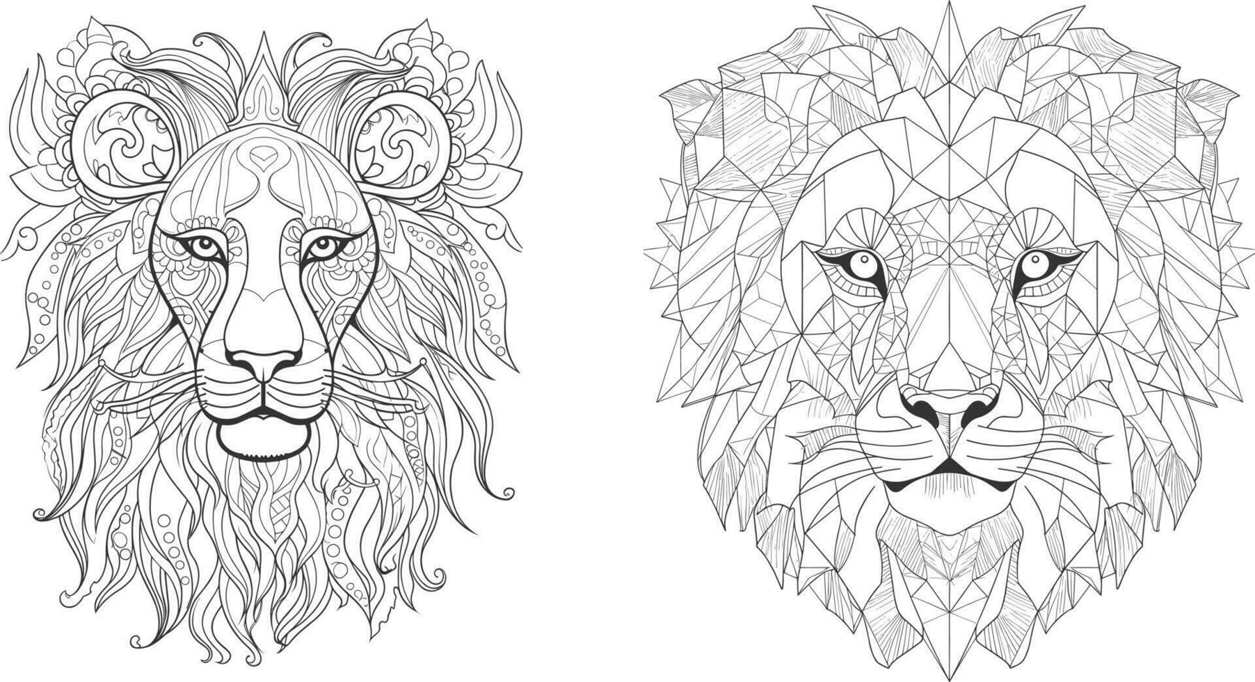A lion's head with a floral pattern coloring pages design vector