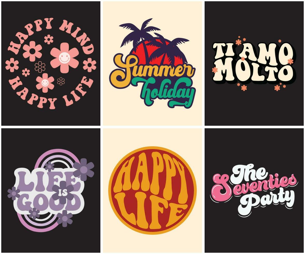 Colorful Retro vintage typography T-shirt design vector