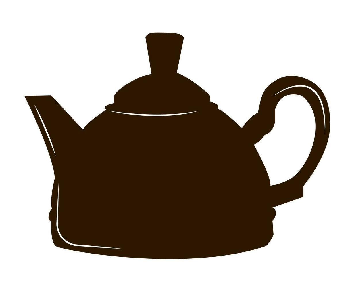outline of a large metal teapot vector