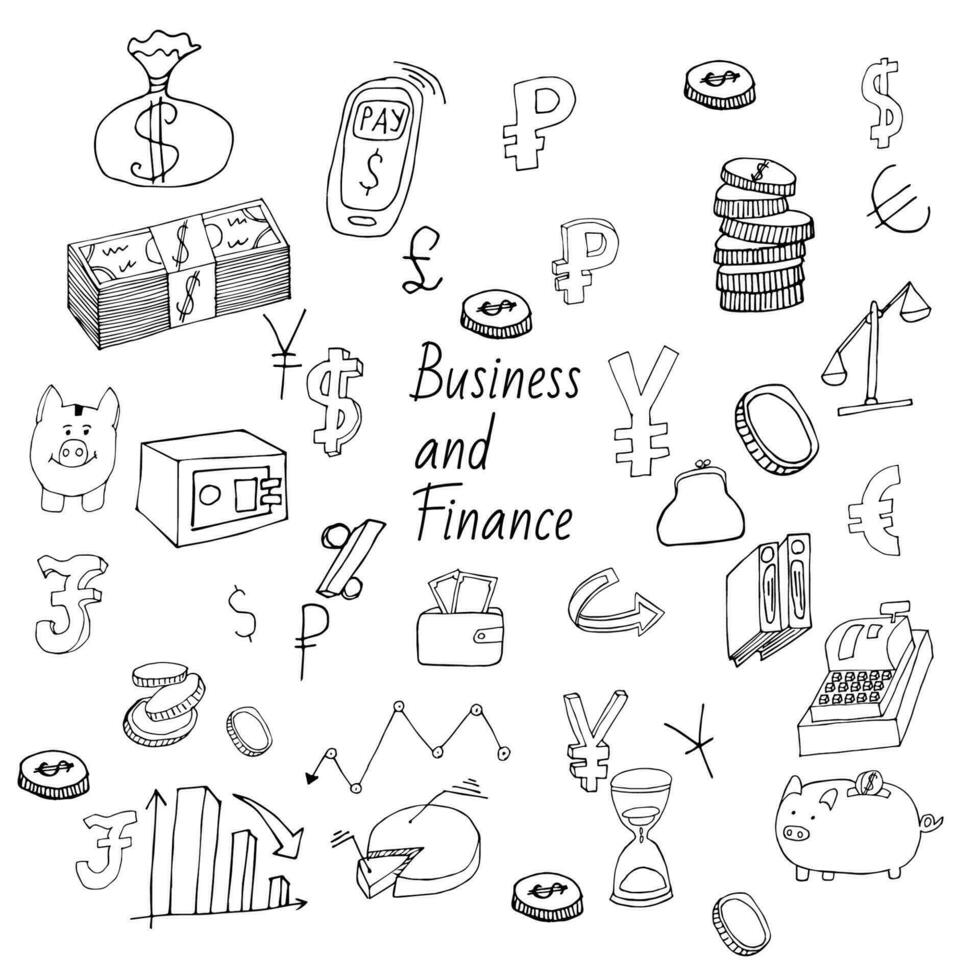 Financial and business vector doodles