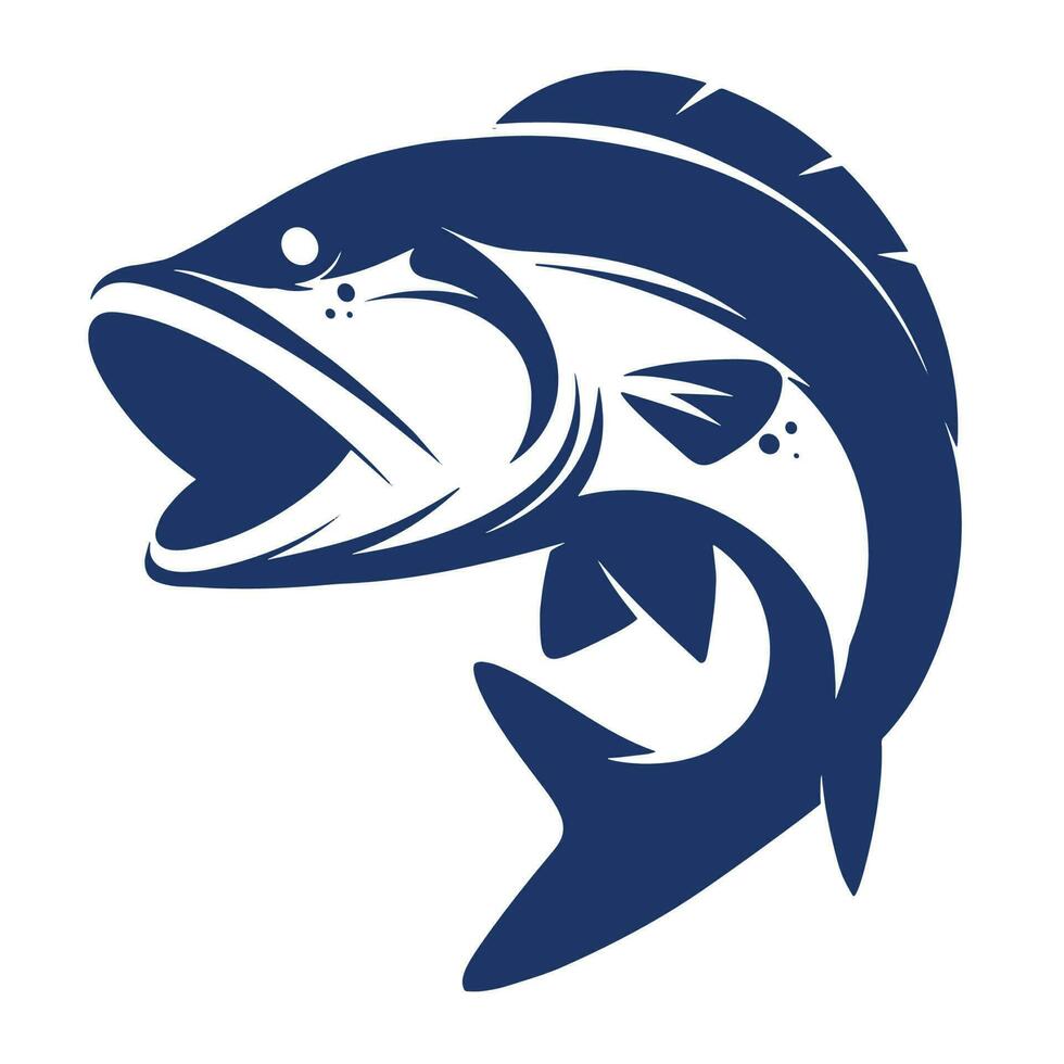 bass fish icon isolated on white background. Logo design element, label, emblem, mark, brand mark vector illustration