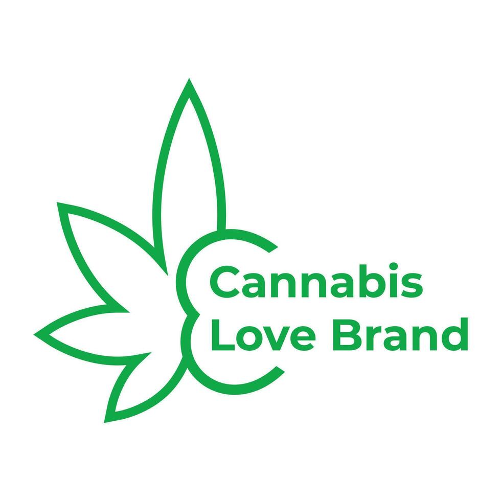 cannabis love line art logo vector